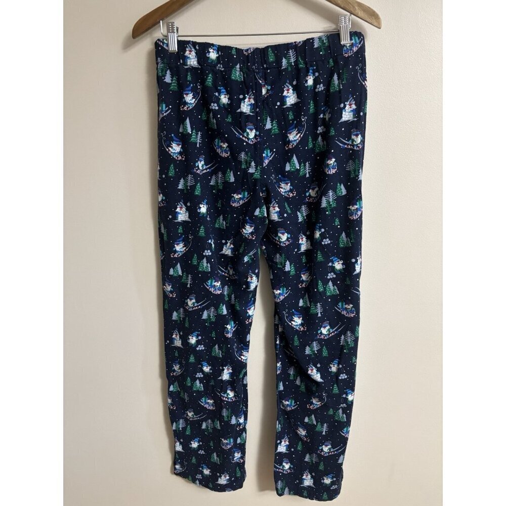 Lands End M Blue Gnome Ski Snow Flannel Pajama PJ Pants Pockets - Picture 5 of 7